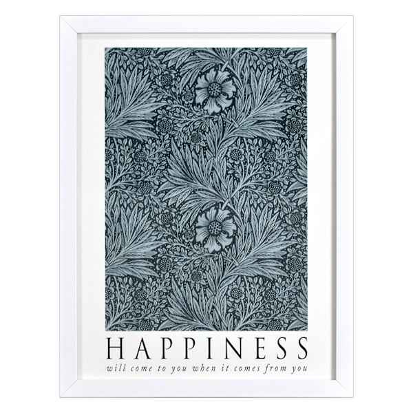 Glass Framed Happiness Print Wall Art, 13x17