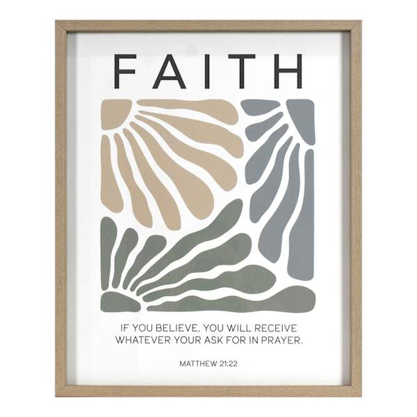 Glass Framed Faith Print Wall Art, 16x20