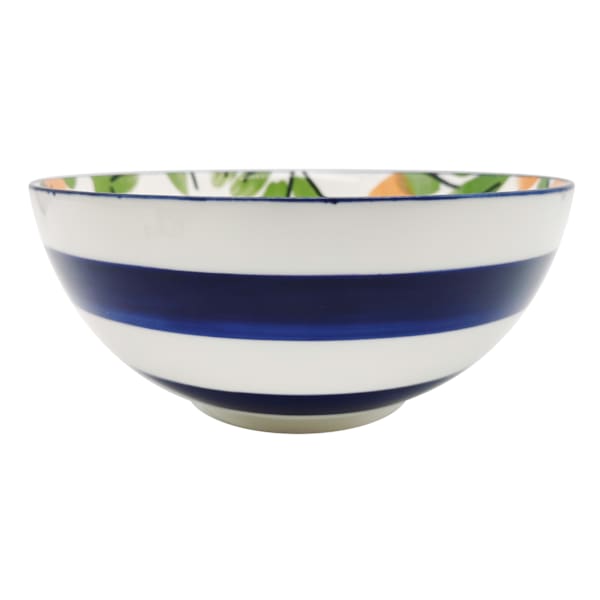 Blue Striped Pad Printed Dinner Bowl, 7.5"