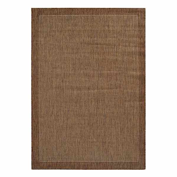 (E54) Light Brown Border Sisal Indoor & Outdoor Area Rug, 2x4