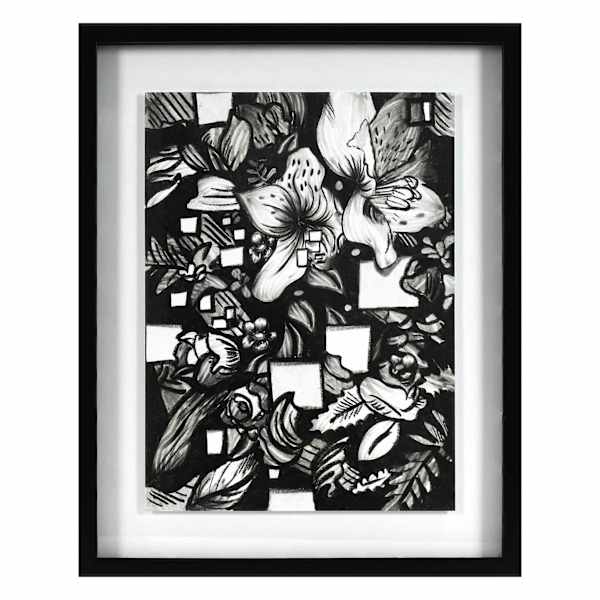 SCADpro Glass Framed Bouquet Print Wall Art, 17x21
