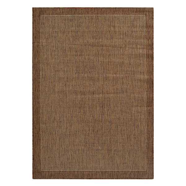 (E54) Light Brown Border Sisal Indoor & Outdoor Area Rug, 7x10