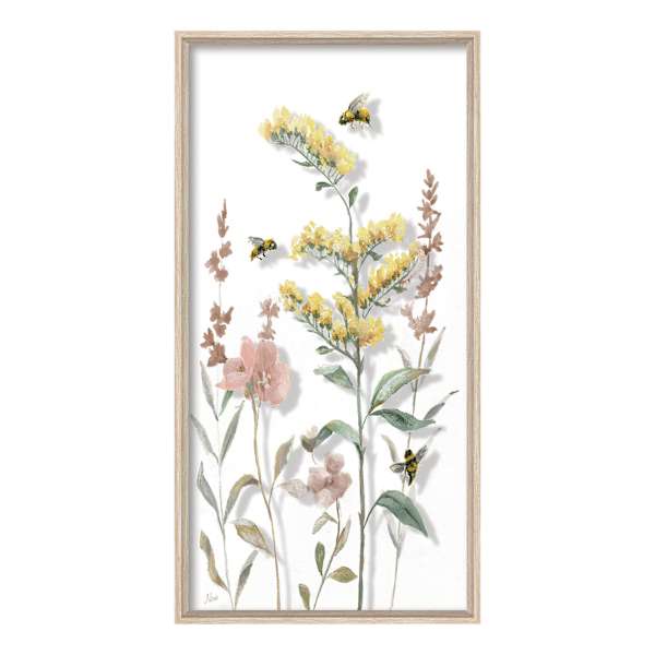 Glass Framed Floral Print Wall Art, 16x31