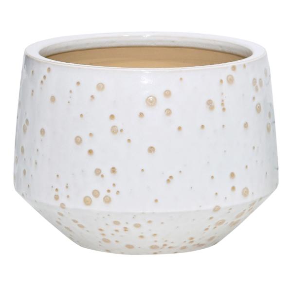 Indoor White Lava Reactive Ceramic Planter, Medium