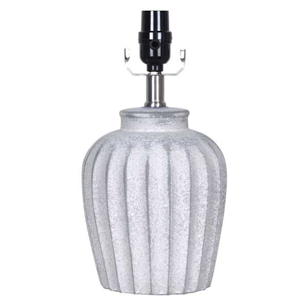 Found & Fable Grey Ceramic Ribbed Small Lamp Base, 12.5"
