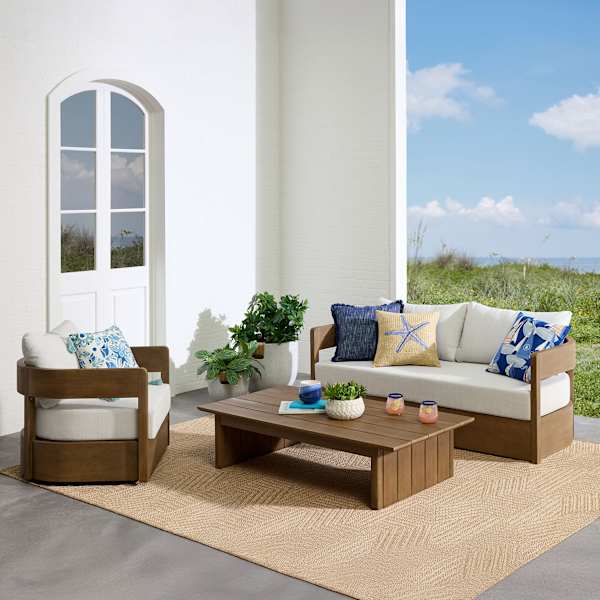 Oakes Driftwood Acacia Wood Patio Furniture 3-Piece Set