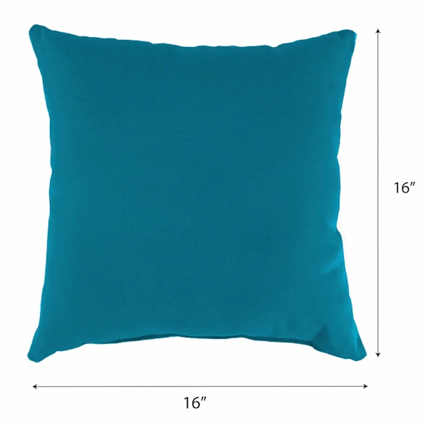 Turquoise Canvas Square Outdoor Throw Pillow, 16"