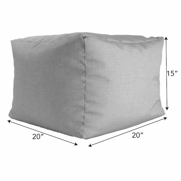 Navy Awning Striped Outdoor Pouf, 20"
