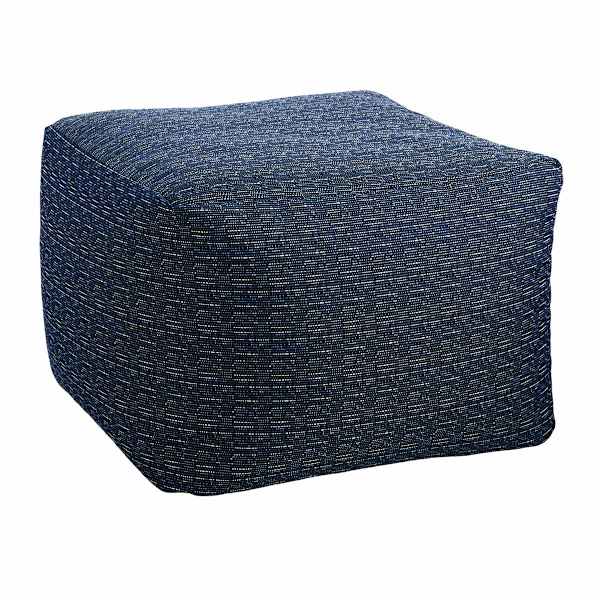 Honeybloom Blue Textured Outdoor Pouf, 20"