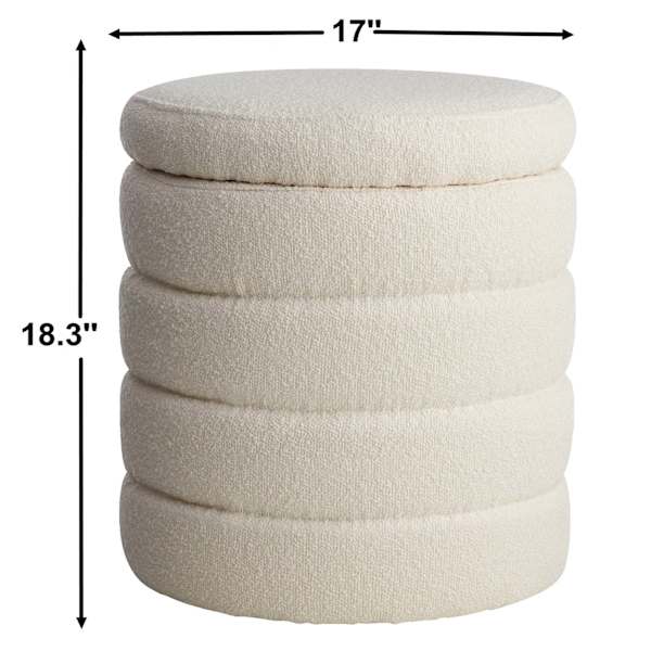 Crosby St. Pax Boucle Round Storage Ottoman, Cream