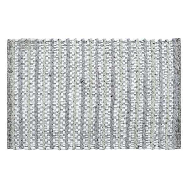 Grey Striped Cotton & Chenille Accent Rug, 20x32