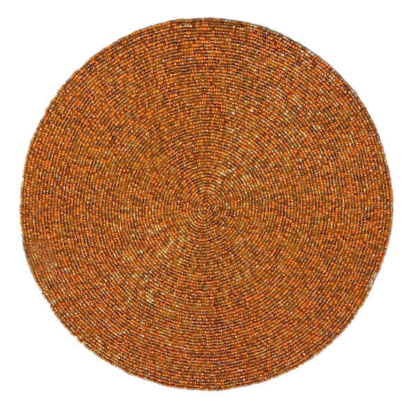 Homespun Harvest Orange Fully Beaded Placemat, 14"