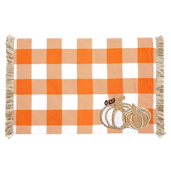 Homespun Harvest Pumpkin Gingham Check Placemat