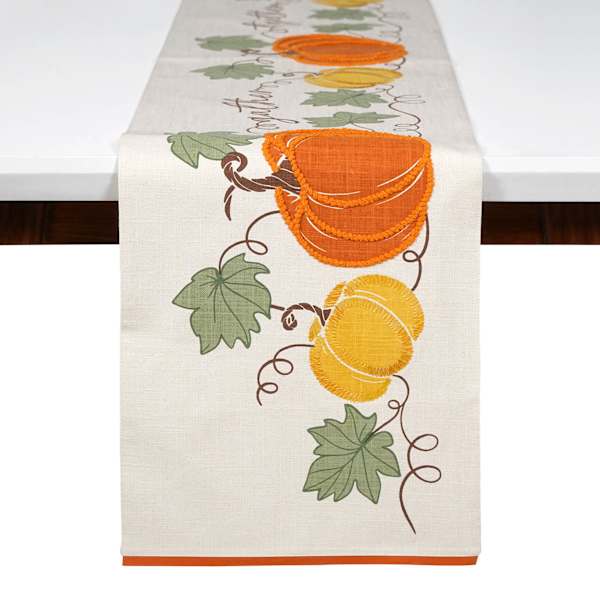 Homespun Harvest Gather Multi Pumpkin Table Runner, 13x72