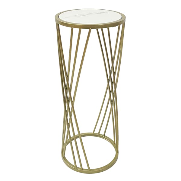MEDIUM CROSS MARBLE PLANT STAND GOLD