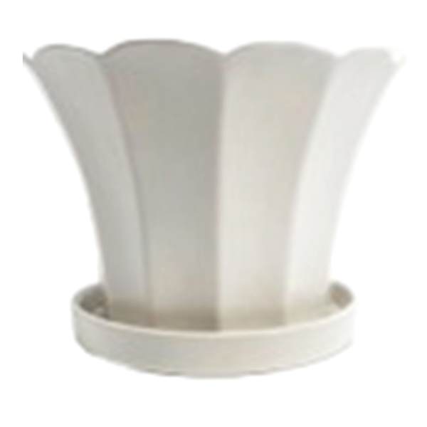 Indoor White Tulip Planter with Saucer, Small