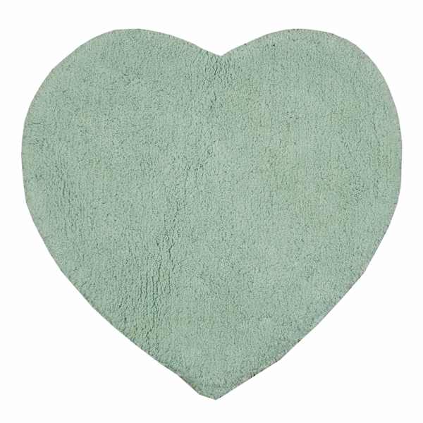 Mint Green Cut Pile Heart Bath Rug, 24"