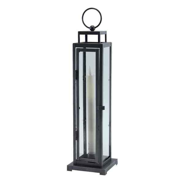 Grey Metal LED Taper Candle Lantern, 15.5"