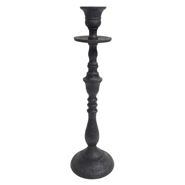 Black Crackle Cast Taper Candle Holder, 12"