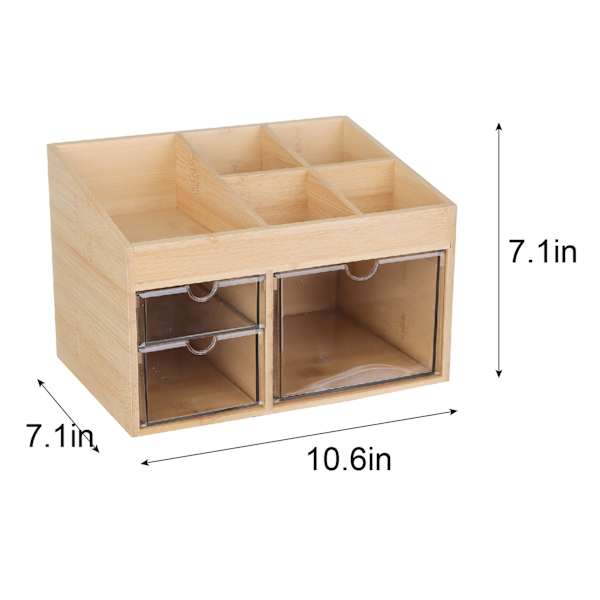 REAL SIMPLE 3-Drawer Bamboo Cosmetic Organizer with Top Storage