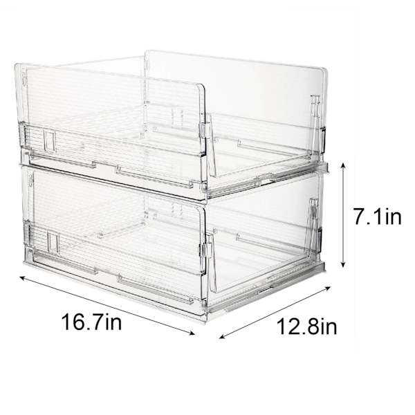 REAL SIMPLE 2-Pack Plastic Collapsible Stack Clear Closet Bins