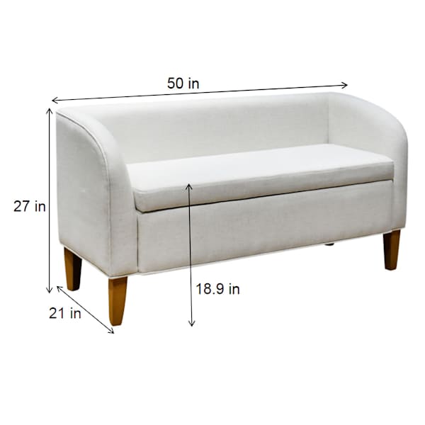 Audrey Storage Settee Bench, Ivory
