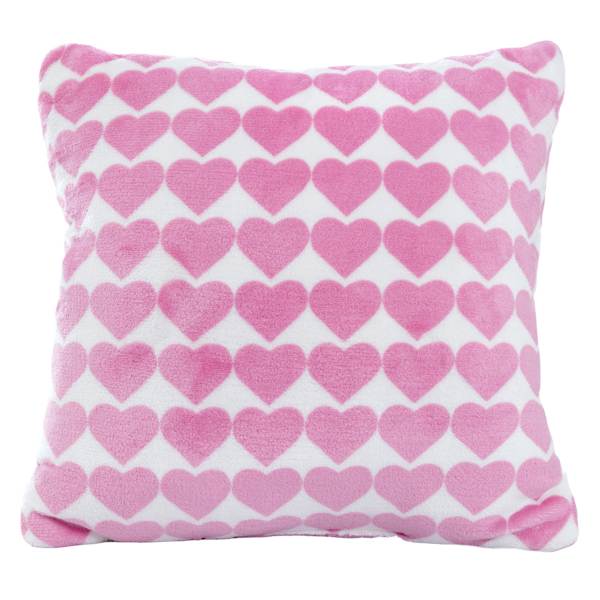 2-Pack Heart Stripe Pink Poly Filled Throw Pillows, 18"