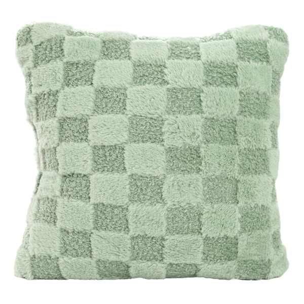 Mint Plush Check Throw Pillow, 18"