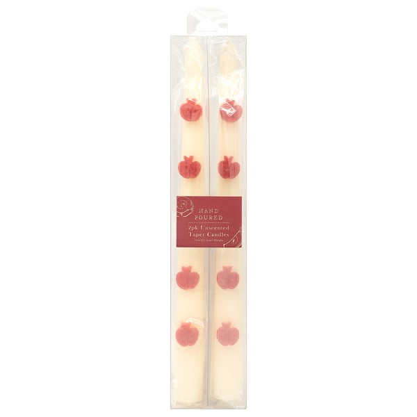 2-Pack Embossed Apple Taper Candles, 10"