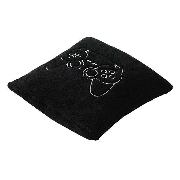 Black Sherpa Game Controller Throw Pillow, 18"