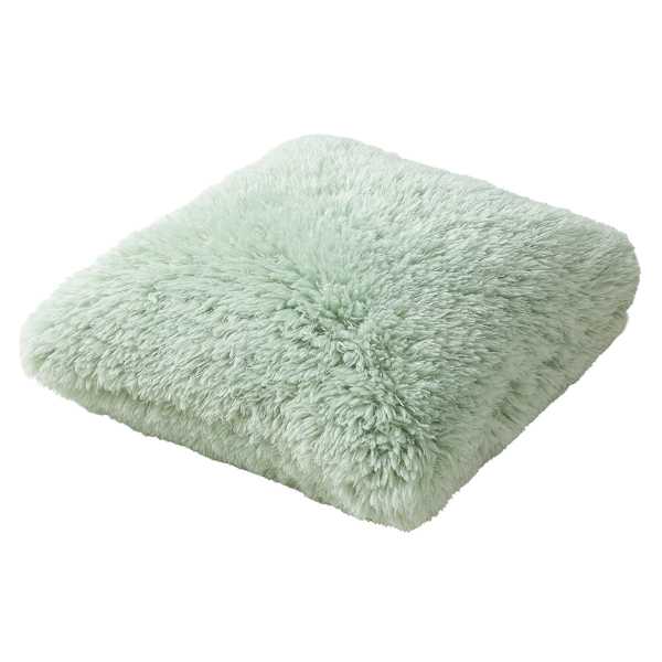 Mint Alpaca Faux Fur Throw Pillow, 24"