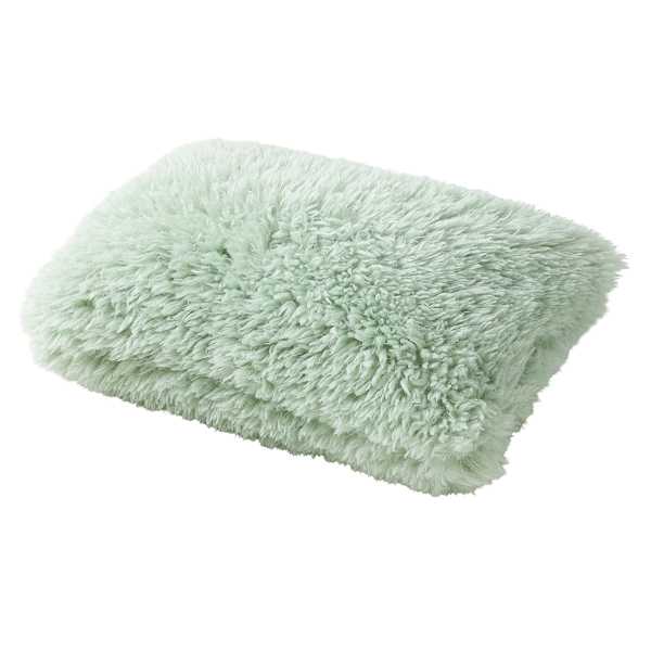 Mint Alpaca Faux Fur Throw Pillow, 14x20