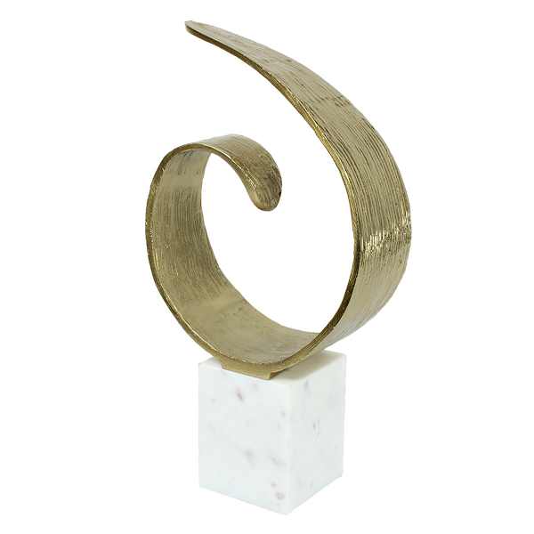 Gold Finish Metal with Marble Base Table Decor, 15.5"