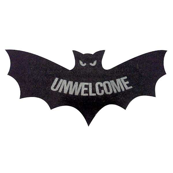 Midnight Shadows Unwelcome Shaped Bat Coir Mat, 22x47