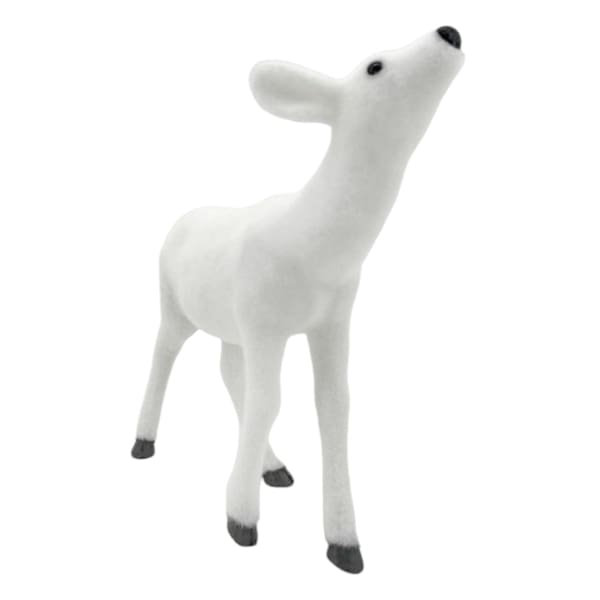 Flocked White Deer Decor, 10"