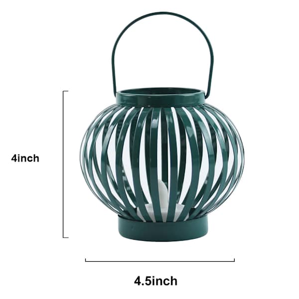 Green Metal LED Tealight Lantern, 4"