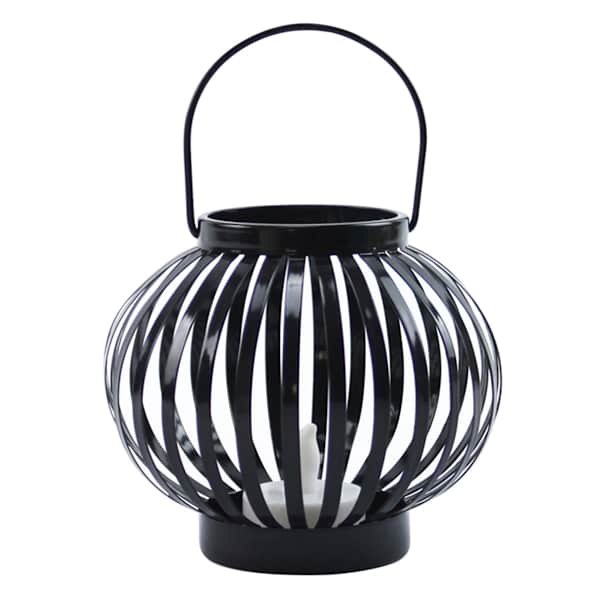 Black Metal LED Tealight Candle Lantern, 4"