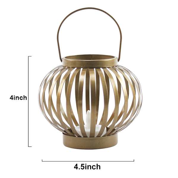 Gold Metal LED Tealight Lantern, 4"