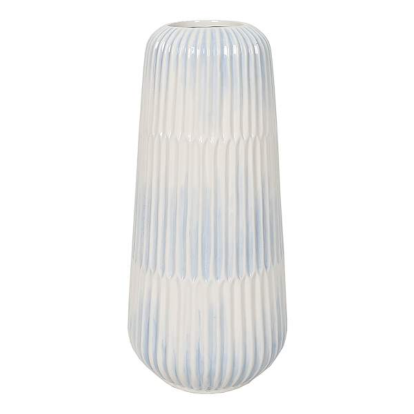 Light Blue White Shibori Vase, 16"