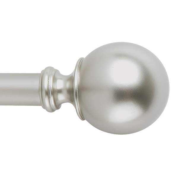 Snugset 1" Nickel Ball No-Tool Curtain Rod, 18-60"