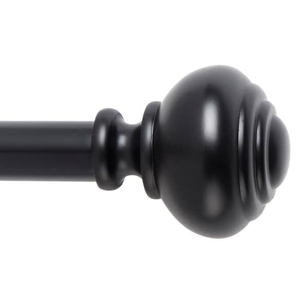 Snugset 1" Black Knob No-Tool Curtain Rod, 60-120"
