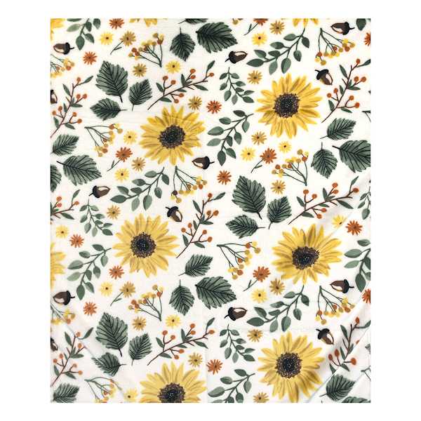 Sunflower Print Plush Throw Blanket, 50x60