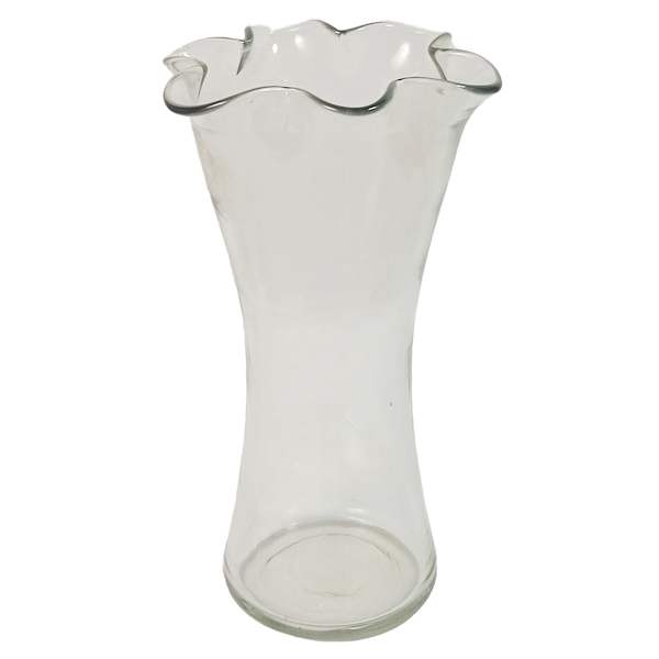 Pie Crust Top Glass Vase, 10"