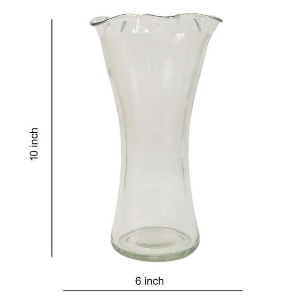Pie Crust Top Glass Vase, 10"
