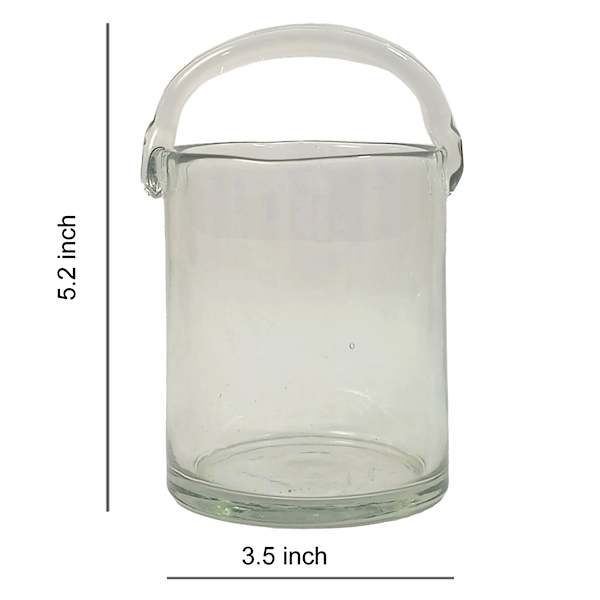 Clear Glass Tealight Candle Holder with Handle, 5.2"