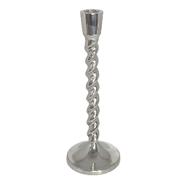 Twisted Silver Taper Candle Holder, 10"