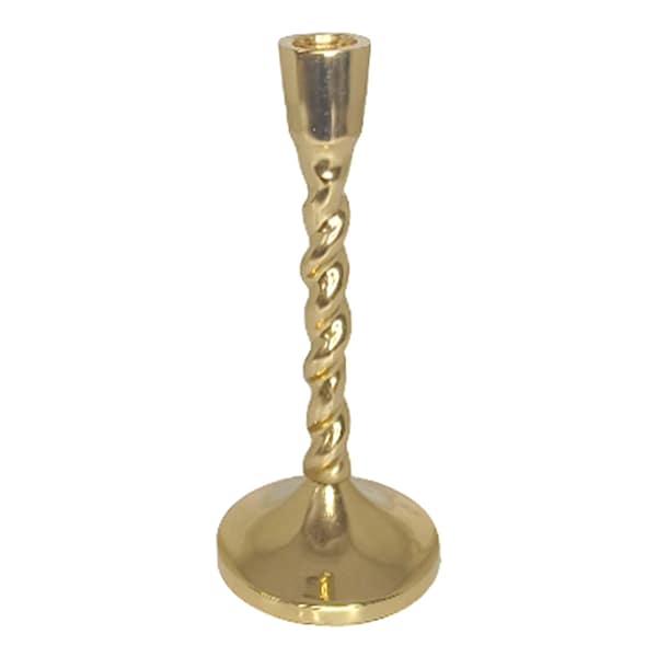 Twisted Gold Taper Candle Holder, 8"