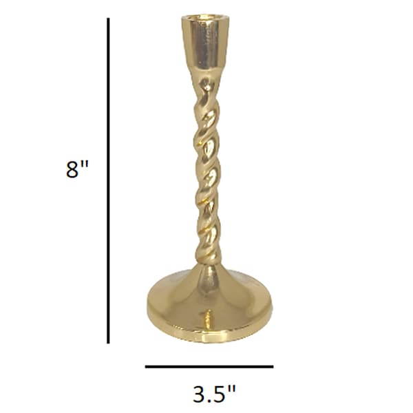 Twisted Gold Taper Candle Holder, 8"