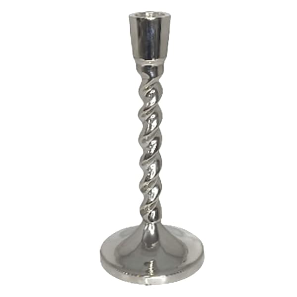 Twisted Silver Taper Candle Holder, 8"