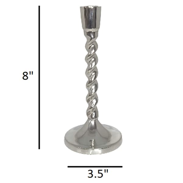 Twisted Silver Taper Candle Holder, 8"